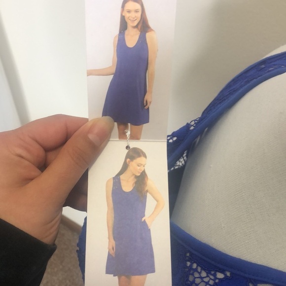 NWT Simply Noelle blue lace shift pocketed midi dress size large - Picture 10 of 15